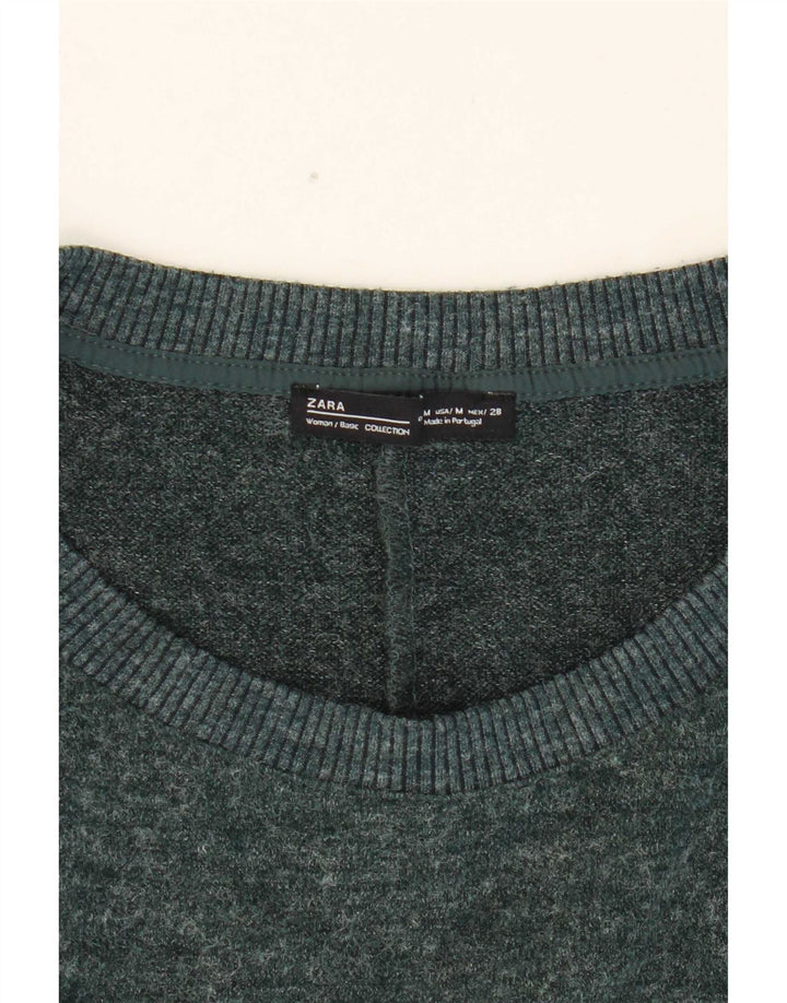 Zara Womens Crew Neck Jumper Sweater UK 14 Medium Green