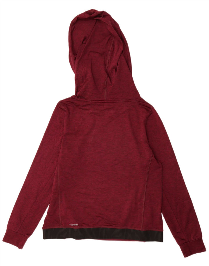 REEBOK Womens Hoodie Jumper UK 12/14 Medium Maroon Flecked Polyester