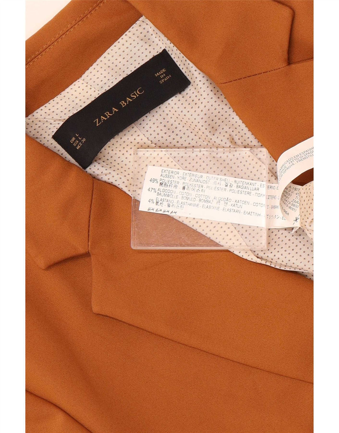 Zara Womens 1 Button Blazer Jacket UK 14 Large Beige Polyester