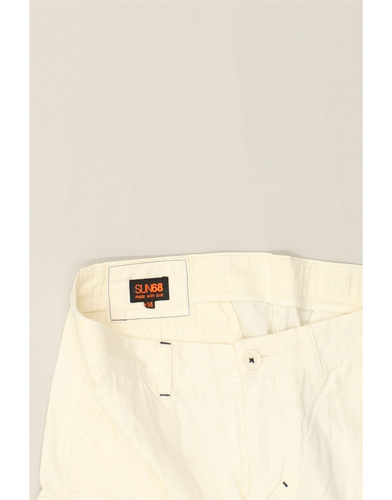 SUN68 Mens Cargo Shorts W34 Large Off White Cotton | Vintage Sun68 | Thrift | Second-Hand Sun68 | Used Clothing | Messina Hembry 