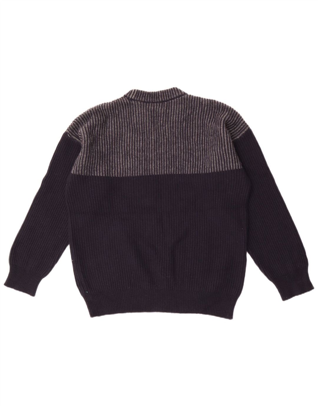 French Connection Mens Crew Neck Jumper Sweater XL Navy Blue Striped Wool