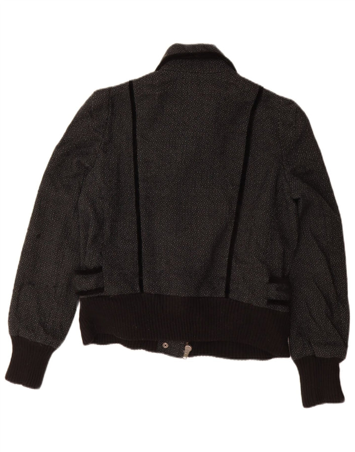 French Connection Womens Loose Fit Bomber Jacket UK 10 Small Grey Geometric