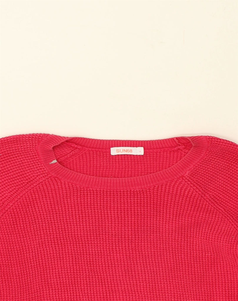 SUN68 Womens Crew Neck Jumper Sweater UK 14 Large Red Cotton | Vintage Sun68 | Thrift | Second-Hand Sun68 | Used Clothing | Messina Hembry 