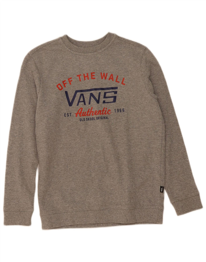 VANS Boys Graphic Sweatshirt Jumper 10-11 Years Medium Grey Cotton