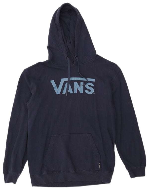 Vans Mens Graphic Hoodie Jumper Medium Navy Blue Cotton