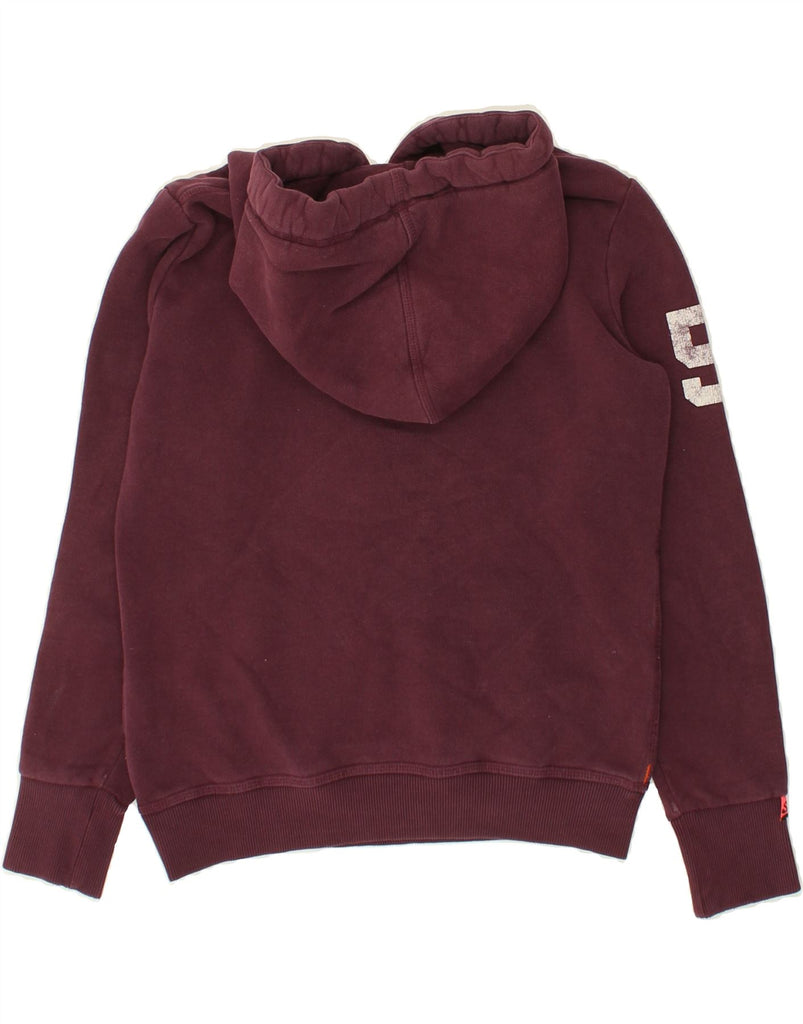 SUPERDRY Womens Graphic Hoodie Jumper UK 14 Medium Maroon Cotton | Vintage Superdry | Thrift | Second-Hand Superdry | Used Clothing | Messina Hembry 