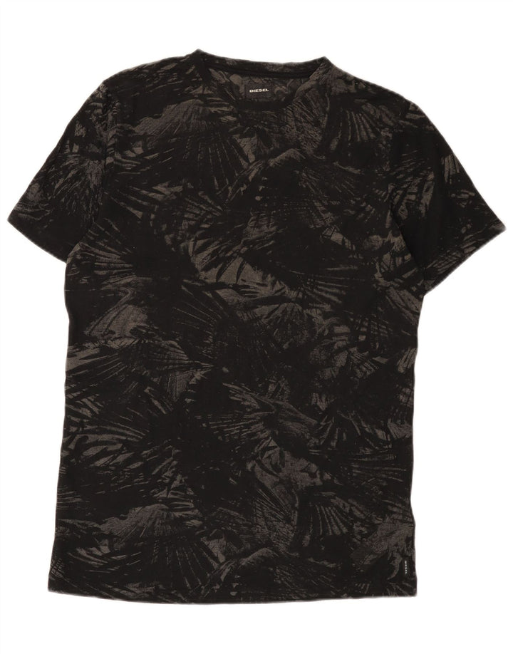 Diesel Mens T-Shirt Top Large Black Floral Polyester