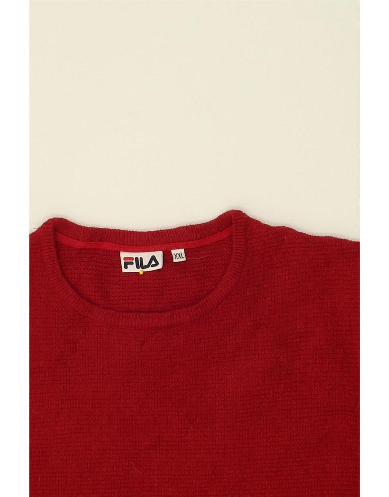 FILA Mens Crew Neck Jumper Sweater 2XL Red Cotton Vintage Fila and Second-Hand Fila from Messina Hembry 