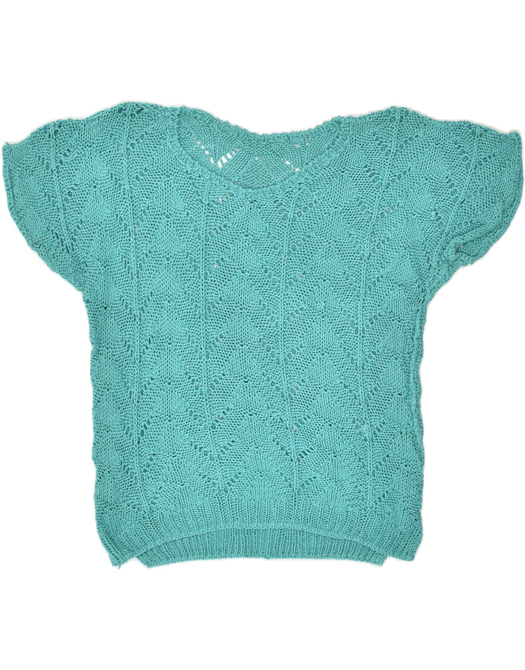 VINTAGE Womens Knit Blouse Top UK 18 XL Turquoise | Vintage Vintage | Thrift | Second-Hand Vintage | Used Clothing | Messina Hembry 
