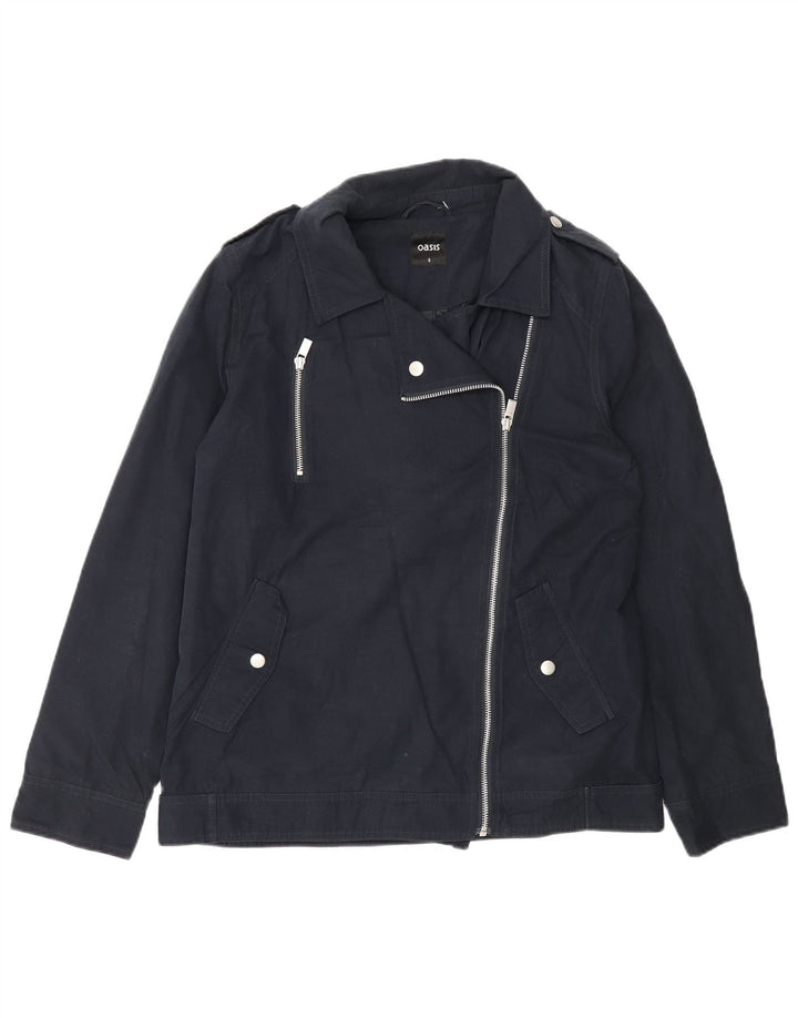 Oasis Womens Oversized Military Jacket UK 10 Small Navy Blue Polyester