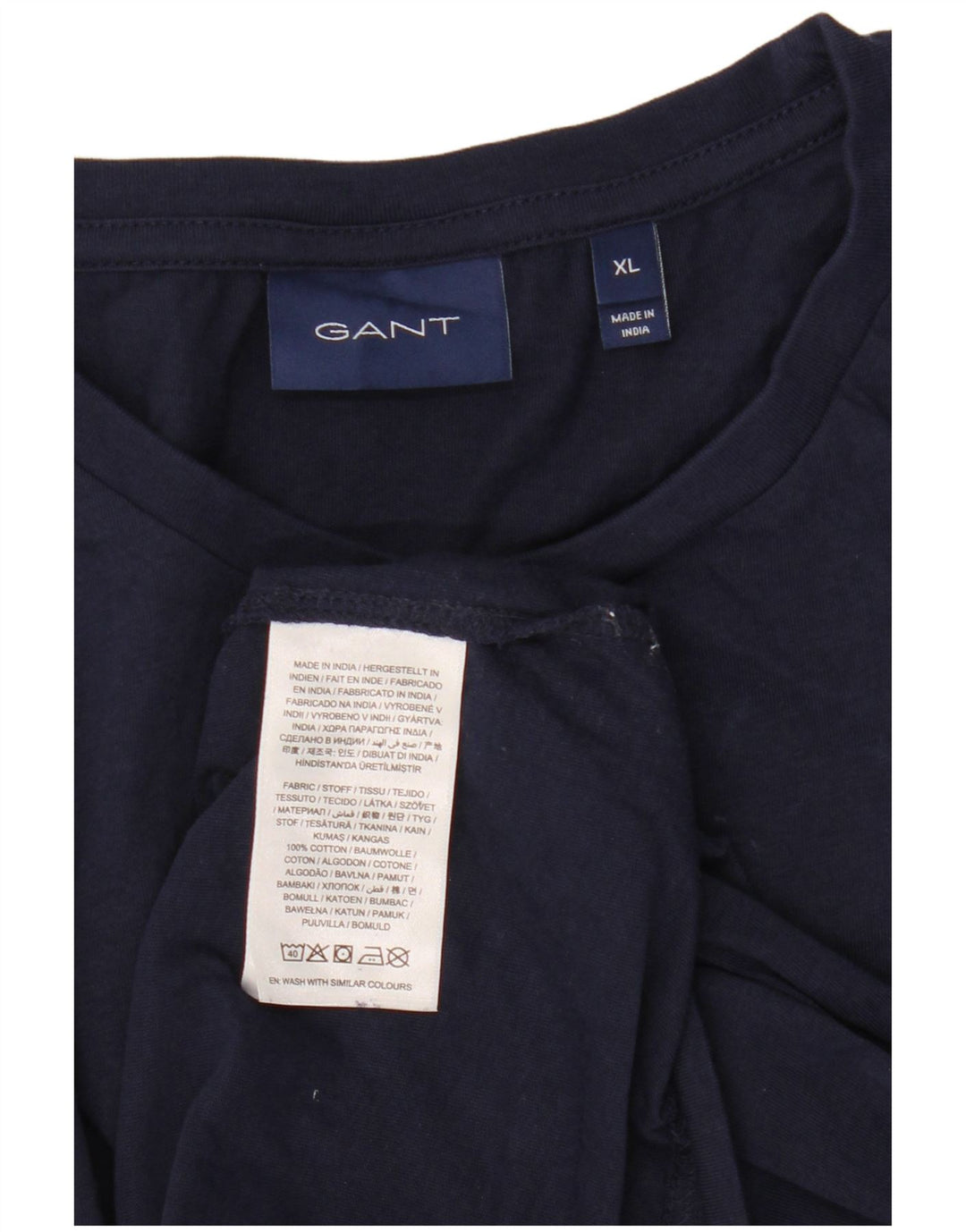 Gant Mens T-Shirt Top XL Navy Blue Cotton