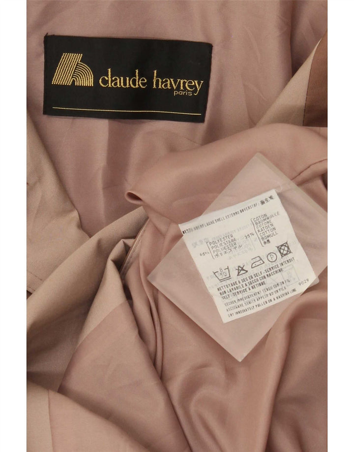 Claude Havrey Womens Overcoat UK 14 Large Brown Colourblock Polyester