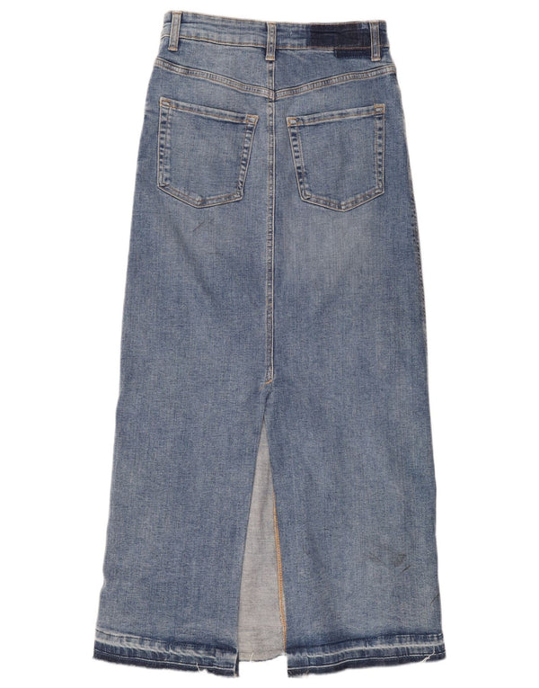 Zara Womens Midi Denim Skirt Small W26 Blue Cotton