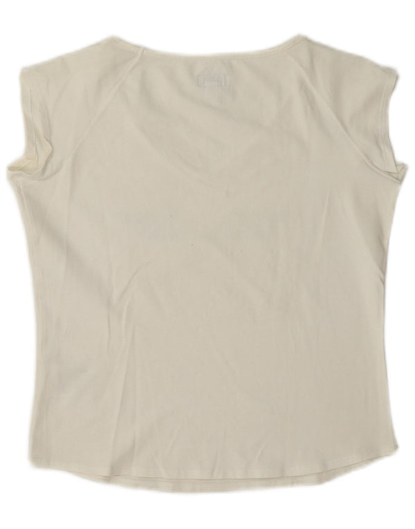 Armani Jeans Womens Crop Graphic T-Shirt Top UK 10 Small White Cotton