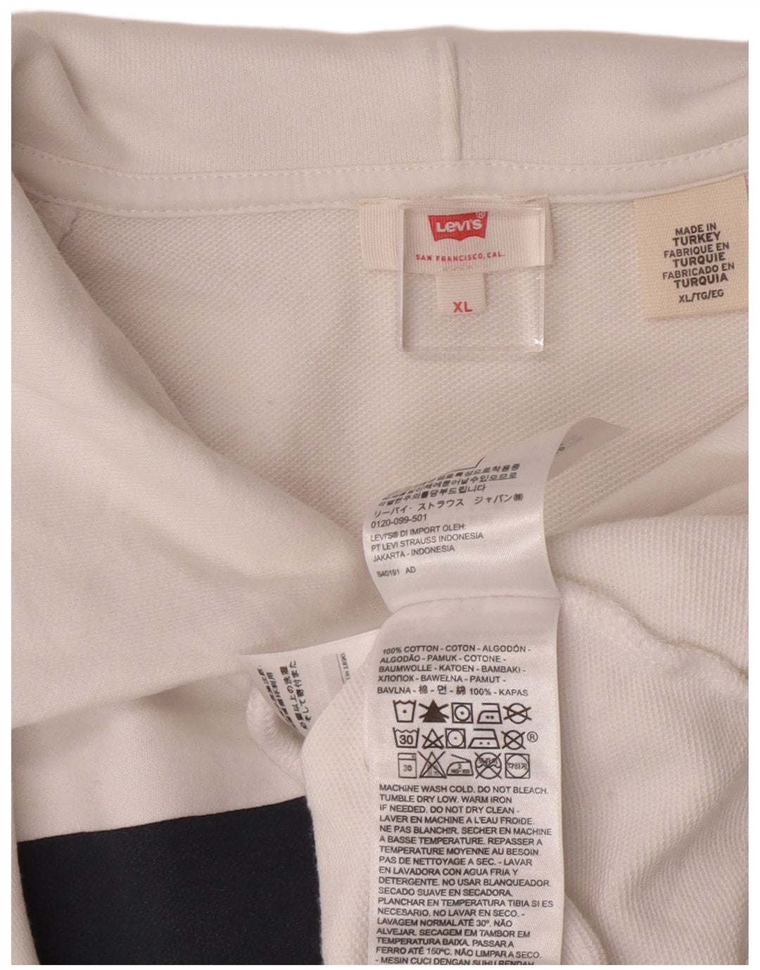 LEVI'S Mens Graphic Hoodie Jumper XL White Cotton