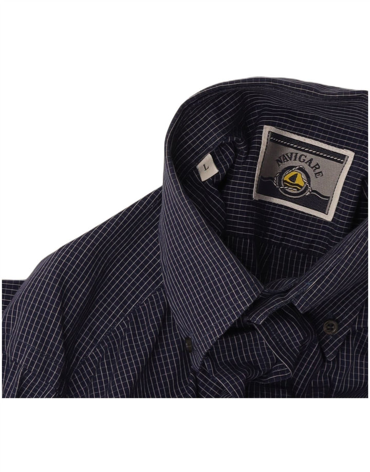 NAVIGARE Mens Shirt Large Navy Blue Check