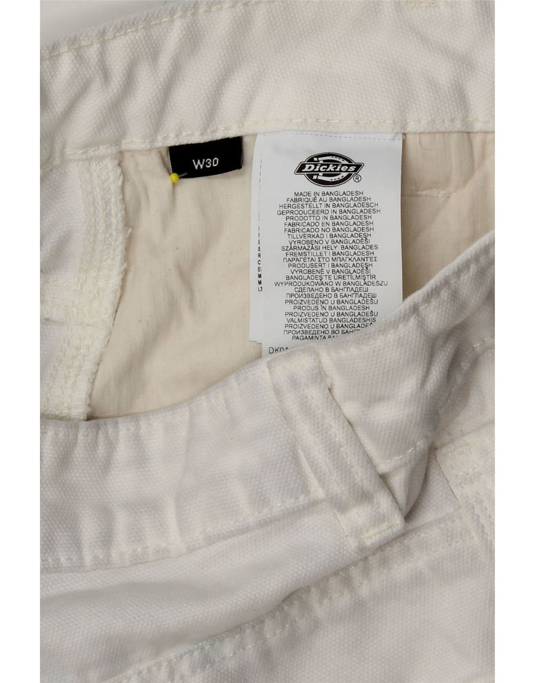DICKIES Mens Loose Fit Cargo Trousers W30 L30  White Cotton