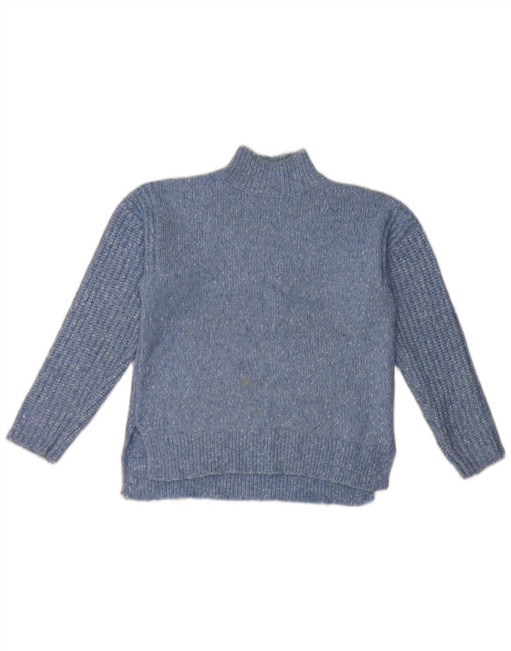 Marks & Spencer Womens Turtle Neck Jumper Sweater UK 14 Medium Blue Flecked
