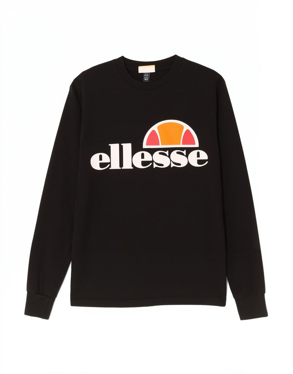 Ellesi Womens Graphic Top Long Sleeve UK 4 XS Black Cotton Sports