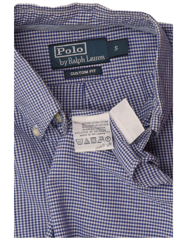 Polo Ralph Lauren Mens Custom Fit Shirt Small Blue Gingham Cotton