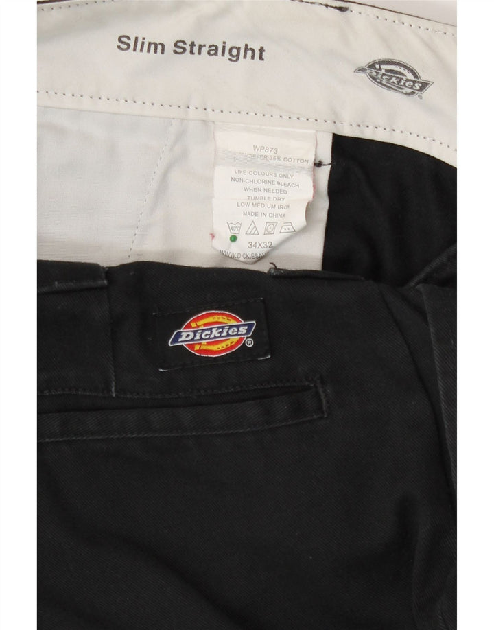 Dickies Mens Slim Straight Chino Trousers W34 L32 Black Polyester