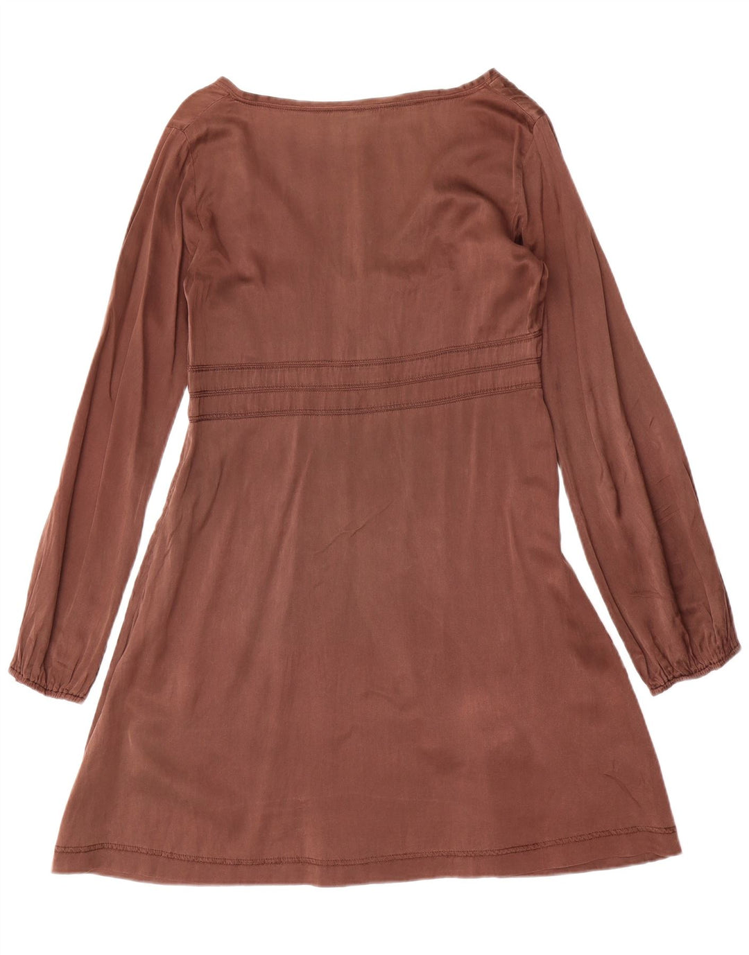 Replay Womens Graphic Long Sleeve A-Line Dress UK 12 Medium Brown Silk