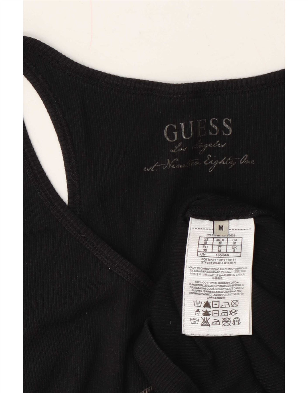 Guess Womens Graphic Vest Top UK 8 Small Black Cotton