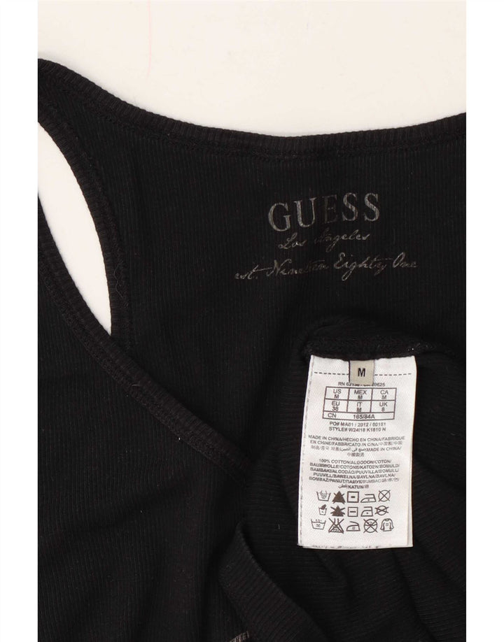 Guess Womens Graphic Vest Top UK 8 Small Black Cotton