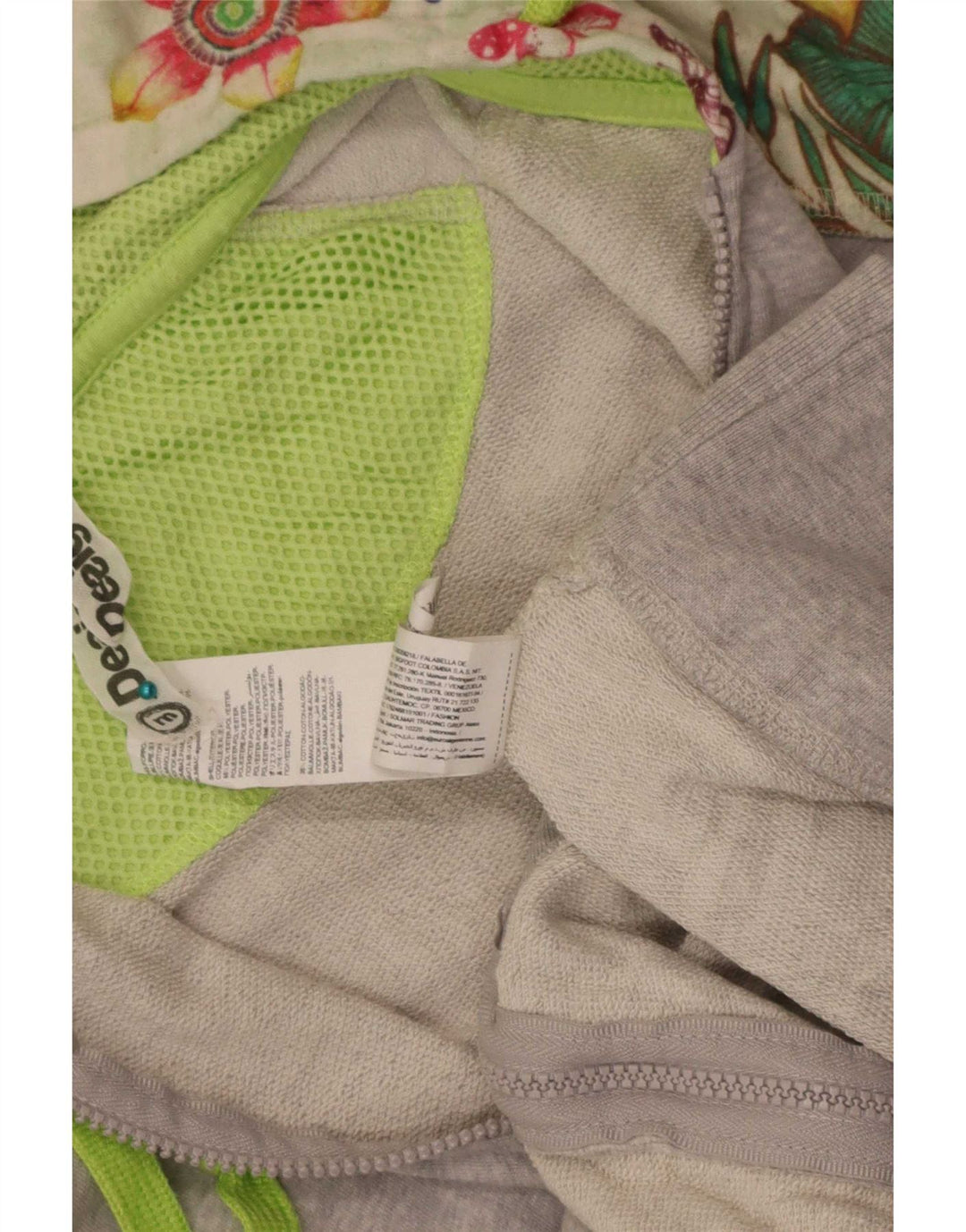 Desigual Womens Zip Hoodie Sweater UK 12 Medium Multicoloured Floral