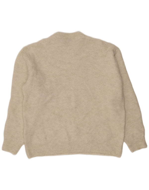 ZARA Mens Crew Neck Jumper Sweater Large Beige Acrylic