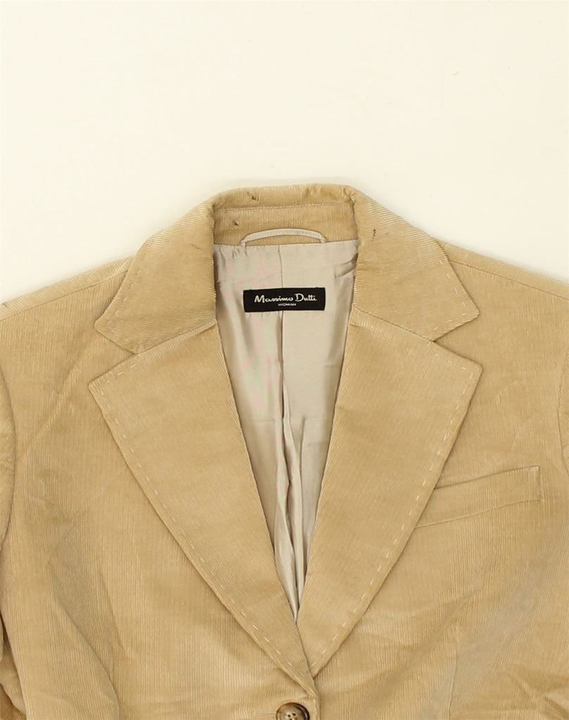 MASSIMO DUTTI Womens 2 Button Blazer Jacket IT 42 Medium Beige Cotton | Vintage Massimo Dutti | Thrift | Second-Hand Massimo Dutti | Used Clothing | Messina Hembry 