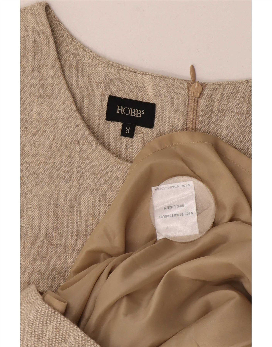 Hobbs Womens Abstract Pattern Sheath Dress UK 8 Small Beige Geometric