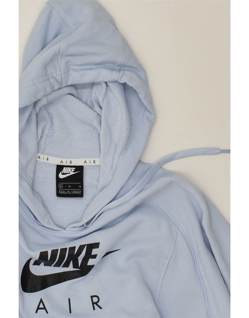 NIKE Womens Crop Graphic Hoodie Jumper UK 12 Medium Blue Cotton | Vintage Nike | Thrift | Second-Hand Nike | Used Clothing | Messina Hembry 