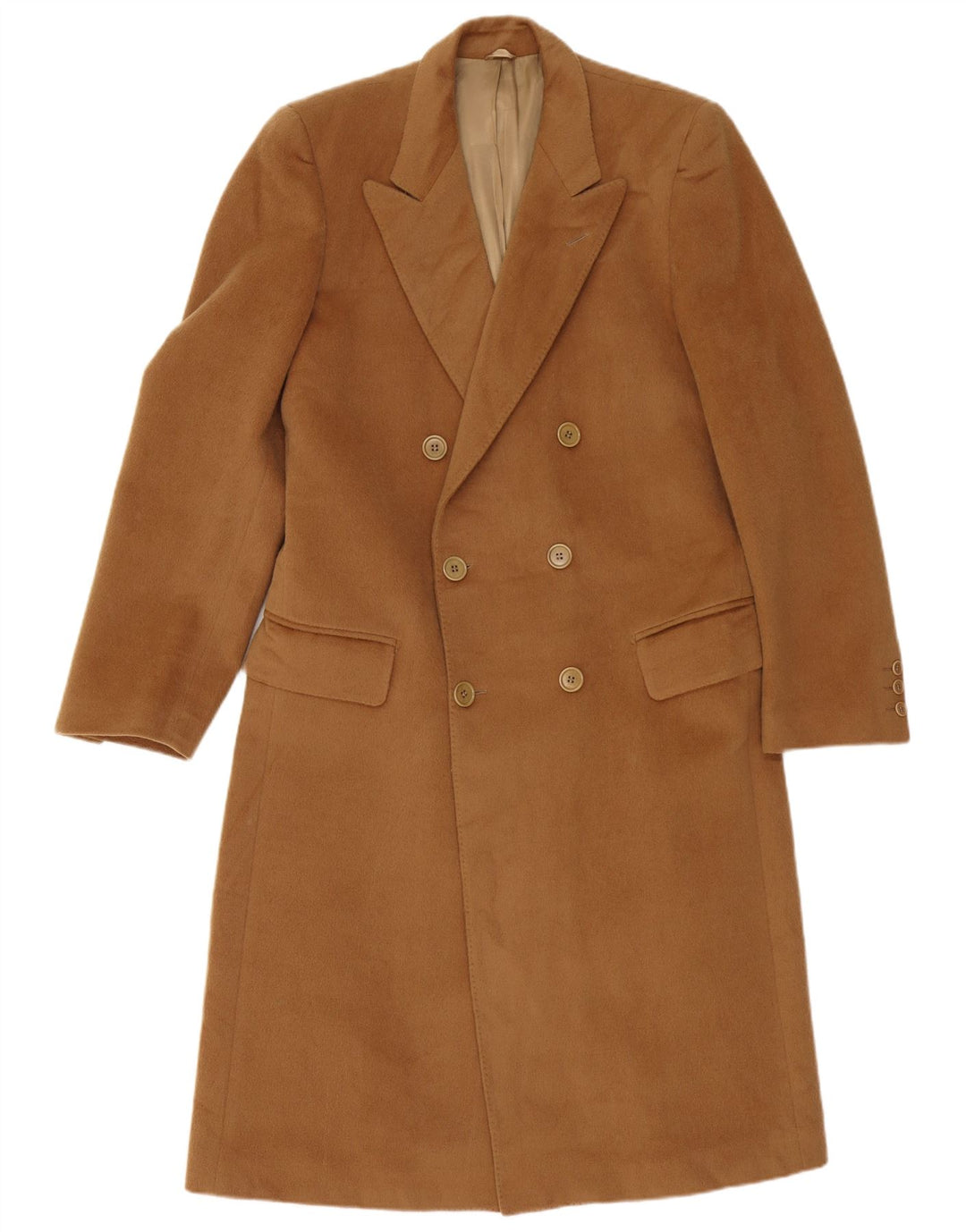 Elle Womens Double Breasted Coat 2XL Brown Wool