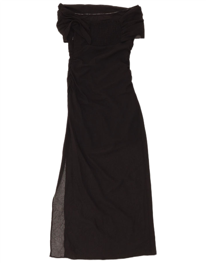 ZARA Womens Maxi Off Shoulder Dress UK 8 Small Black Polyester