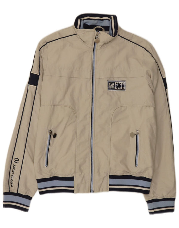 Geox Boys Graphic Bomber Jacket 11-12 Years Beige Colourblock Cotton