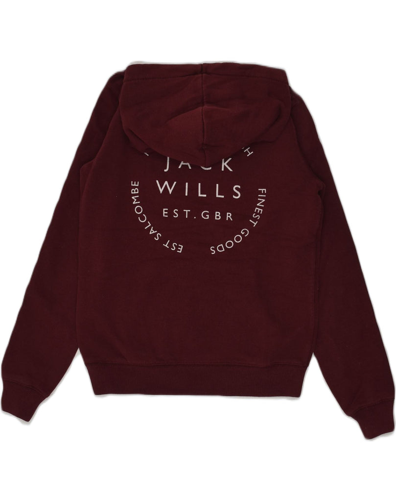 JACK WILLS Womens Graphic Classic Fit Hoodie Jumper UK 10 Small  Maroon | Vintage Jack Wills | Thrift | Second-Hand Jack Wills | Used Clothing | Messina Hembry 