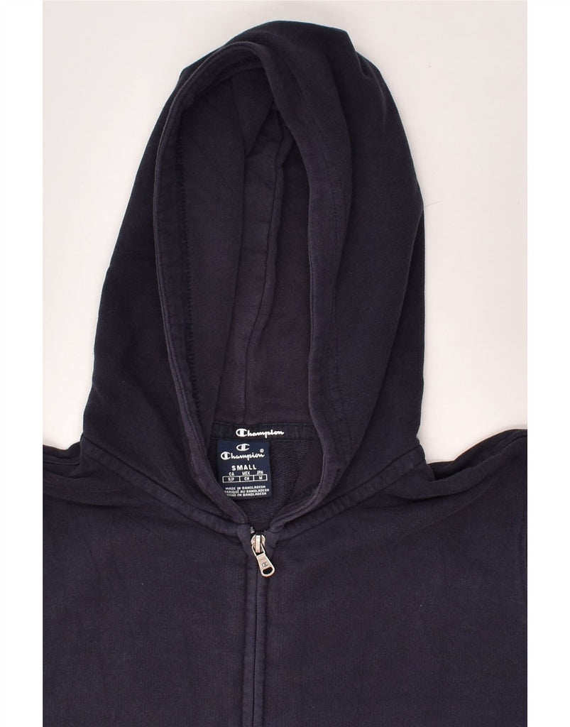 CHAMPION Mens Graphic Zip Hoodie Sweater Small Navy Blue Cotton | Vintage Champion | Thrift | Second-Hand Champion | Used Clothing | Messina Hembry 