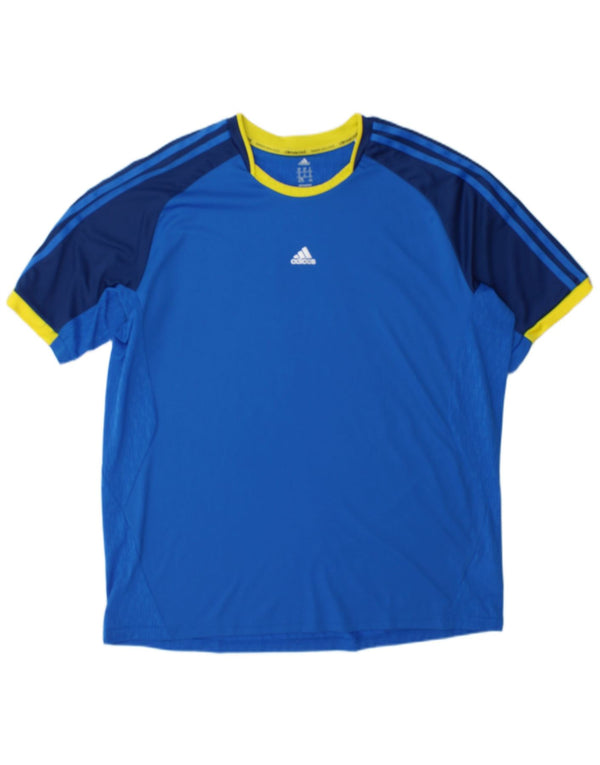 Adidas Mens Climacool T-Shirt Top XL Blue Colourblock Polyester