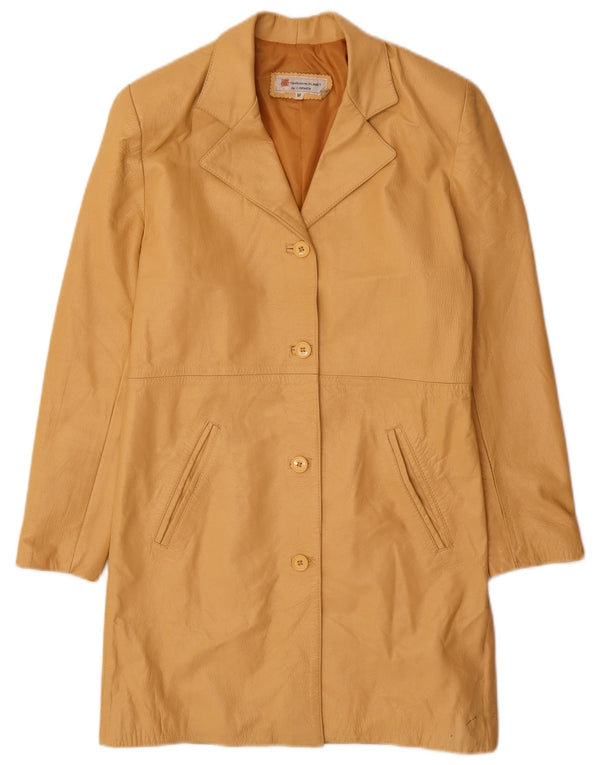 Carmen Womens Leather Coat UK 12 Medium Yellow Leather