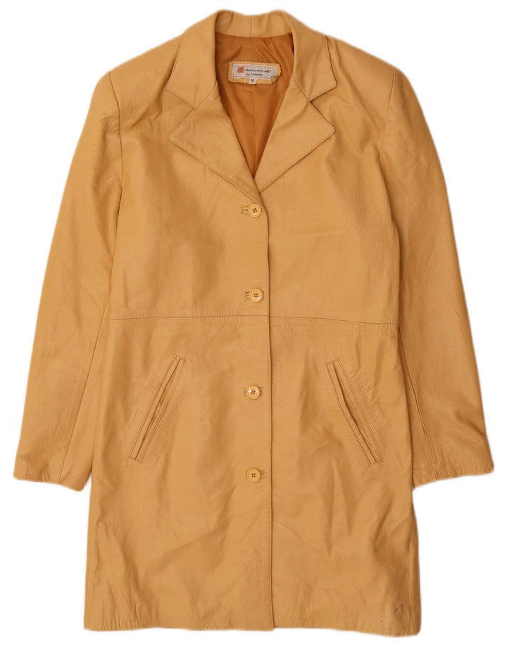 Carmen Womens Leather Coat UK 12 Medium Yellow Leather