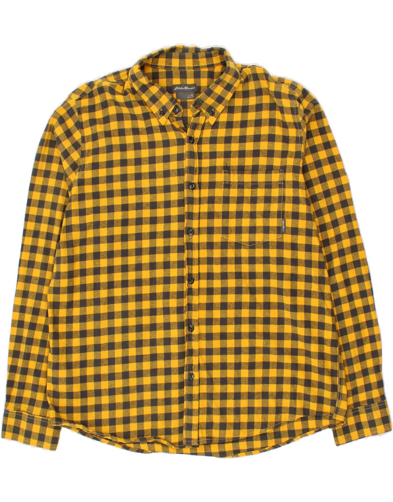EDDIE BAUER Mens Flannel Shirt XL Yellow Gingham Cotton Vintage Eddie Bauer and Second-Hand Eddie Bauer from Messina Hembry 