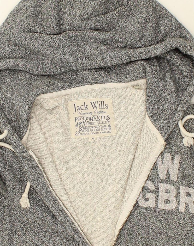 JACK WILLS Mens Graphic Zip Hoodie Sweater Medium Grey Cotton | Vintage Jack Wills | Thrift | Second-Hand Jack Wills | Used Clothing | Messina Hembry 