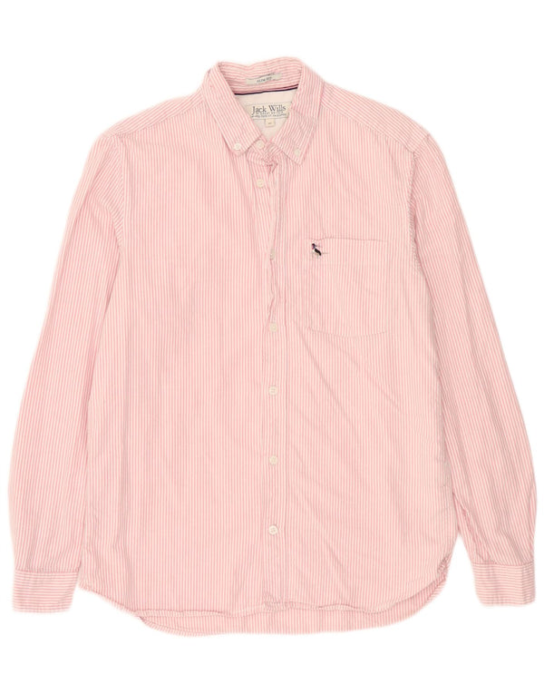 Jack Wills Mens Slim Fit Shirt XS Pink Pinstripe Cotton