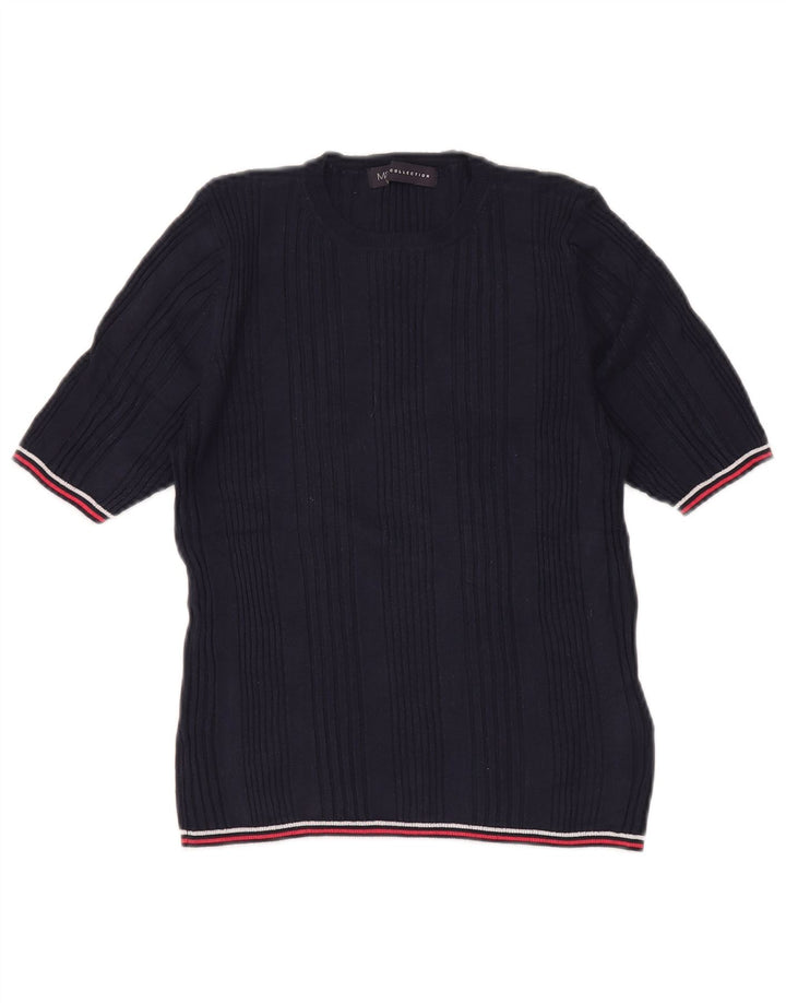 MARKS & SPENCER Womens Crew Neck Jumper Sweater UK 14 Large Navy Blue