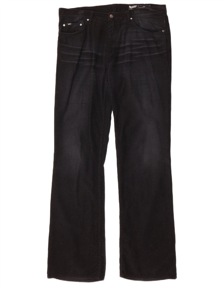 Gas Mens Bootcut Corduroy Trousers W36 L34 Black