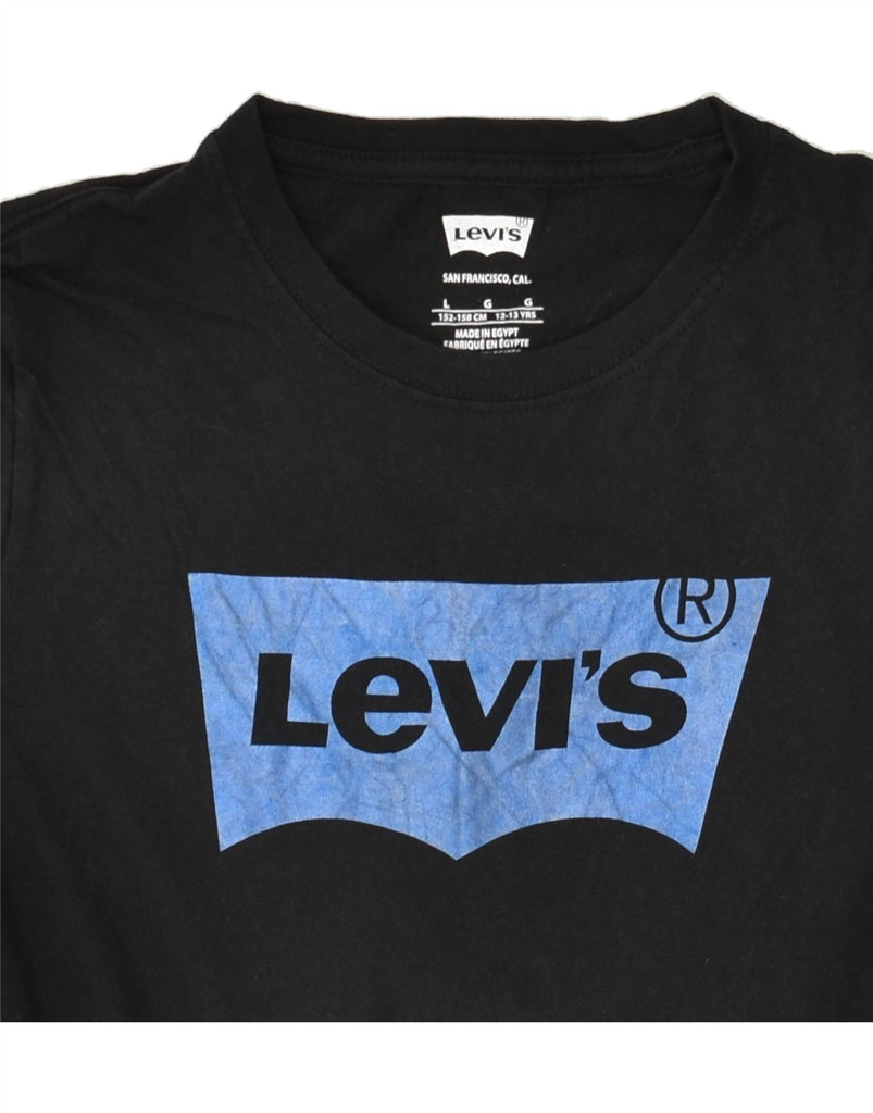 LEVI'S Boys Graphic T-Shirt Top 12-13 Years Large  Black Cotton | Vintage Levi's | Thrift | Second-Hand Levi's | Used Clothing | Messina Hembry 