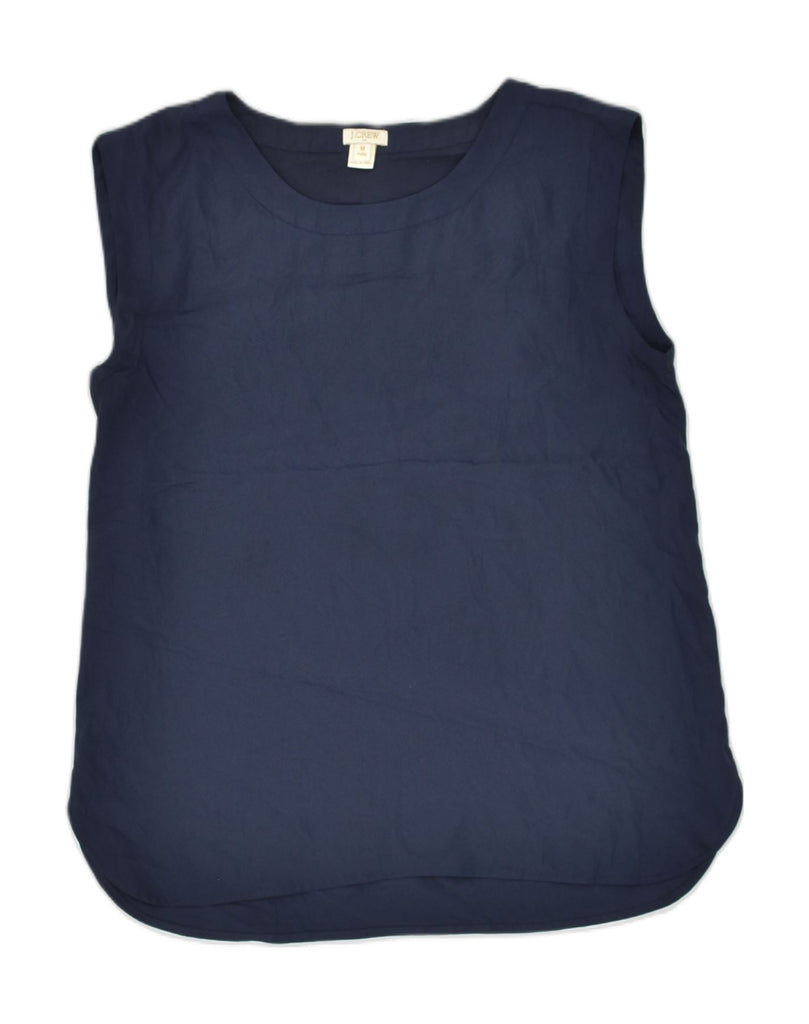 J. CREW Womens Sleeveless Blouse Top UK 12 Medium Navy Blue Polyester | Vintage J. Crew | Thrift | Second-Hand J. Crew | Used Clothing | Messina Hembry 