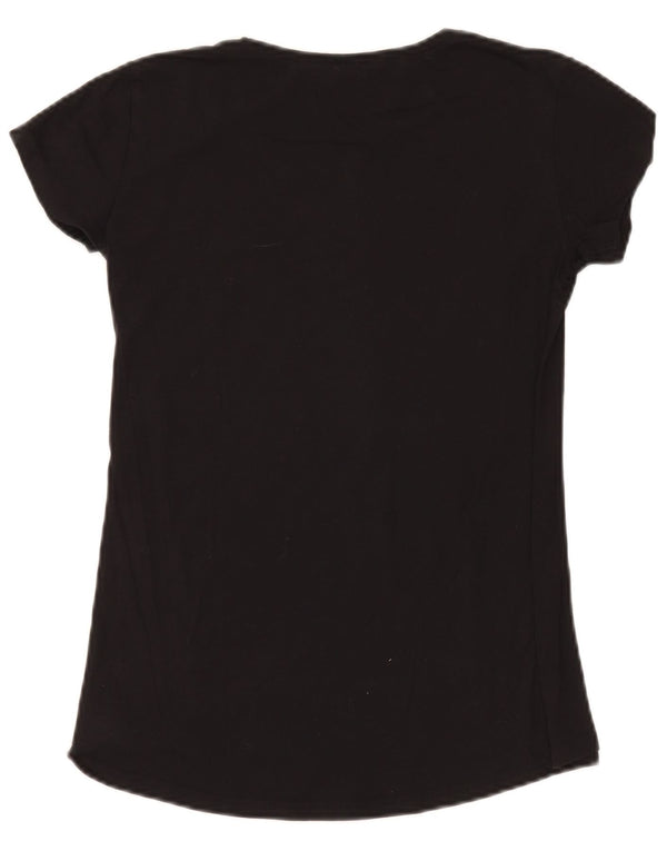 Benetton Womens Graphic T-Shirt Top UK 10 Small Black