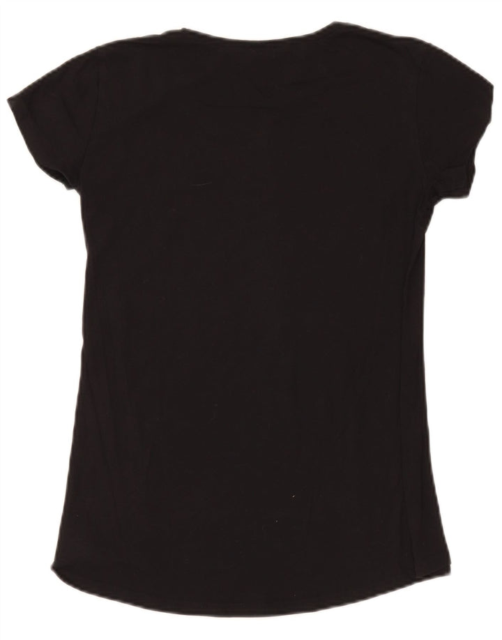Benetton Womens Graphic T-Shirt Top UK 10 Small Black